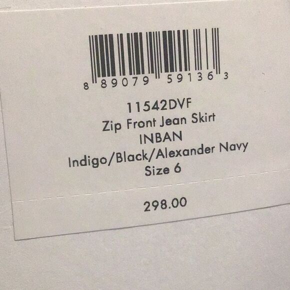 Diane Von Furstenberg InBan Design Band Zip Front Fitted Denim Jean Pencil Skirt - Picture 15 of 16